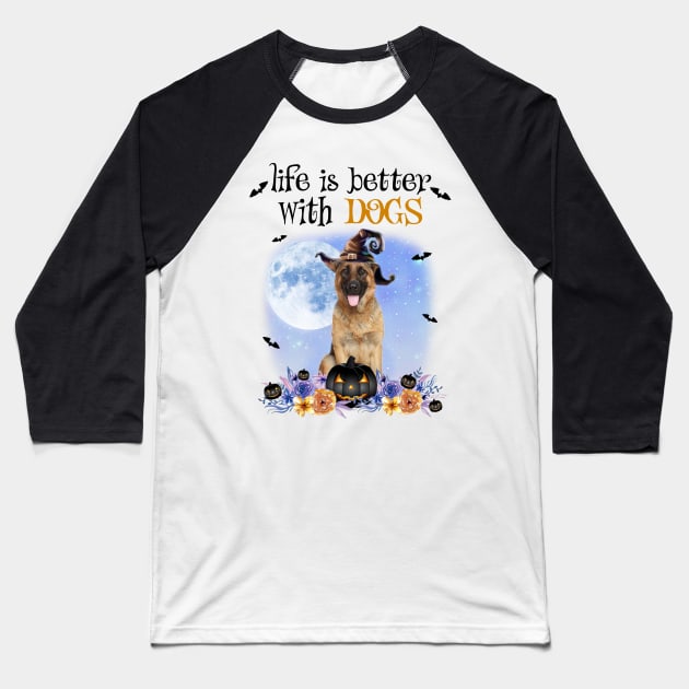 German Shepherd Witch Hat Life Is Better With Dogs Baseball T-Shirt by TATTOO project